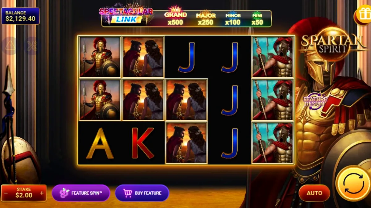 Prajurit Spartan dalam latar belakang pertempuran slot Spartan Spirit