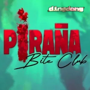 Layar permainan Piranha Bite Club di perangkat seluler, menampilkan gulungan dan Swimmer Reel.